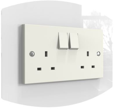 Displaypro Curved Single, Double Light Switch Surround Acrylic Finger Plate Panel Plug Socket (White - Double)