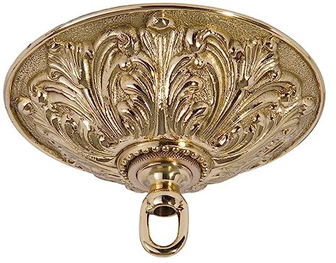 B&P Lamp Schweres Baldachin im antiken Stil, poliertes Messing, 14 cm Durchmesser, poliert und lackiert