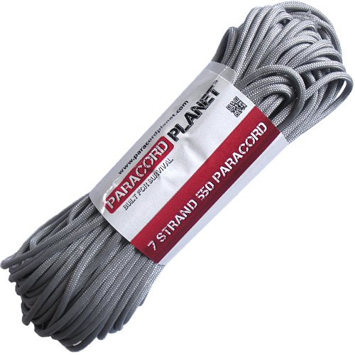 PARACORD PLANET 50 Feet 550 Lb Foot Hank, Parachute Cord Silver Grey
