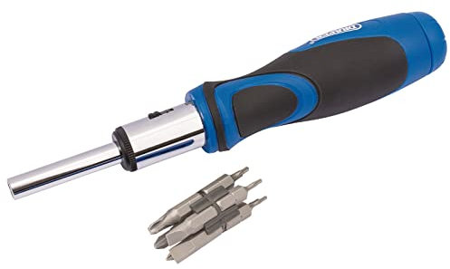 Draper 43640 865/11 Ratchet Screwdriver and Bit Set, 1/4, 13 Pieces , Blue