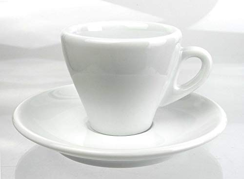 Italienische Espressotasse | »Torino« | Füllmenge (bis zur Oberkante): 70 ml | weiß | handgemacht | 6 Tassen & 6 Untertassen | Made in Italy