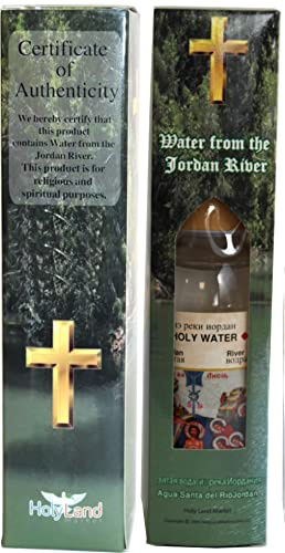 Holy Land Market Blessed by a Priest Jordan River Holy Water Holy Sepulchre Jerusalem with Extra Olive Wood with Cross Cover - (300 ml)