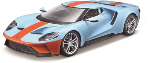 Bauer Spielwaren Maisto Ford GT `17: Modellauto mit Federung, Maßstab 1:18, Türen und Motorhaube beweglich, Fertigmodell, lenkbar, 24 cm, blau (531384)