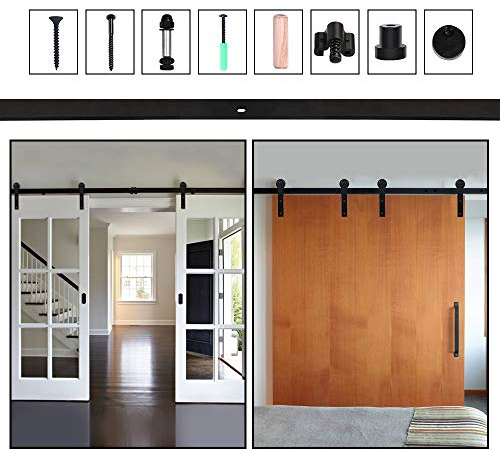304cm/10FT Schiebetürsystem Schiebetürbeschlag Laufschiene Schiebetür, schiebetürbeschlag holztür - Sliding Barn Wood Door Hardware For Double Door