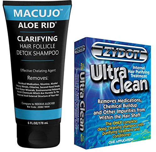 Macujo Aloe Rid Detox Shampoo and Zydot UltraClean Method, Deep Cleans, All Pollutants, Residual Medications, Nicotine, Alcohol, Chlorine, 2nd Hand-Smoke