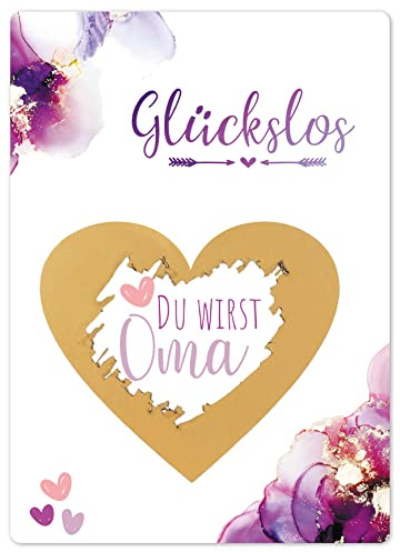 Joli Coon Rubbelkarte Du wirst Oma, Schwangerschaft verkünden mit Rubbellos | 350g Designerpapier, fühlbare UV-Lack-Veredelung, zur Schwangerschaftsverkündung, Premium-Papeterie