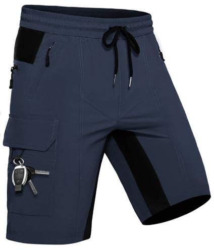 Wespornow Bermuda para Hombre con 5 Bolsillos, Pantalón Corto Deportivo de Secado Rápido para Deporte al Aire Libre, Elástico y Funcional para Trabajo, Senderismo y Trekking (Azul Marino,XL)