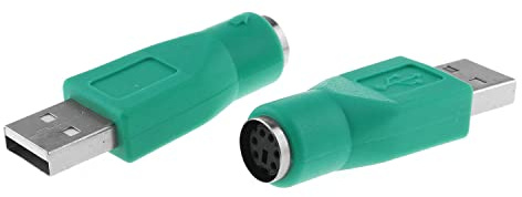 RLECS USB to PS2 Adapter 2PCS Green PS/2 Female to USB Male Converter Adapter for Mouse and Keyboard
