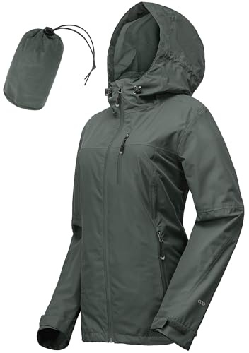 33,000ft Women's Lightweight Waterproof Jacket Packable Hooded Rain Jacket Breathable Windbreaker Softshell Raincoat for Outdoor Running Walking Hiking