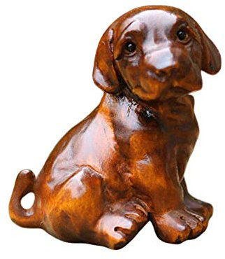 Samnuerly Ornaments Chinesische Sternzeichen-Statuen aus Holz, dekorative Accessoires, Holzfigur, Skulptur für Zuhause und Büro, handgeschnitzt, Drache (Hund)