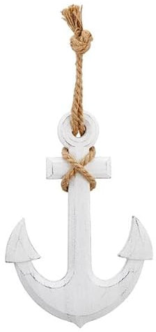 Brandsseller Gancio decorativo a forma di ancora, design vintage, stile marittimo, 33 x 22,5 x 4 cm, in legno con cordoncino in Tau