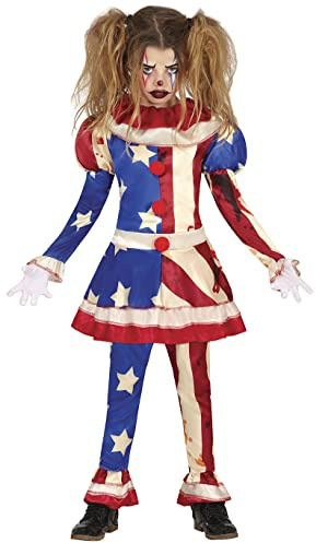 FIESTAS GUIRCA Böser amerikanischer Clown-Kostüm aus den USA, Halloween-Kostüm für Mädchen