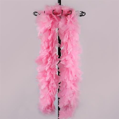SYSUII Federboa Weihnachtsboa, 200CM Federboa zum Basteln Flauschige Truthahnfedern Federboa DIY Frauen Verkleidung Dekorationen Federstola Federschal für Weihnachten Karneval Theater -Rosa