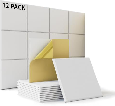 12 Stück Akustikplatten Selbstklebend, Schallabsorber Schallschutz mit Hohe Dichte 230kg/m³, 30x30x1cm Schalldämmung Wand tür Decken, Akustikpaneele Holz für Gaming Deko, Büros, Studios