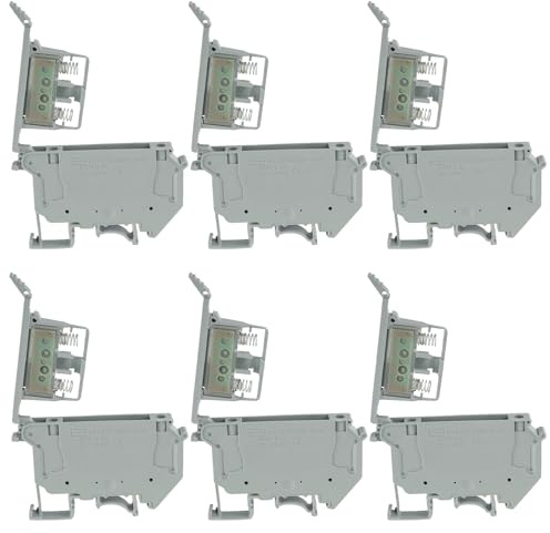 EPLZON UK5-HESI UK5RDLED DC 24V with LED Indication DIN Rail Fuse Holder Terminal Block Screw clamp Universal mounting feet (Pack of 6pcs,Grey)