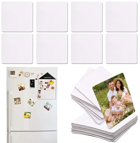 Delsen 16 Stück Sublimation Kühlschrankmagnete,DIY Blanko Dekorative Kühlschrank Magnete Personalisierter Fotomagnet für Zuhause,Küche,Kühlschrank,Mikrowelle,Ofen,Wand, blanko 6.5 x 6.5 cm