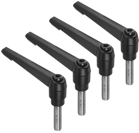 QUARKZMAN 4 Stück Klemmhebel Griff M12 x 40mm Außengewinde Schraube Edelstahl 304 mit Zinklegierung Verstellbare Handgriff Spannhebel für Werkzeugmaschinen Schweißgeräte Druckgeräte, Schwarz