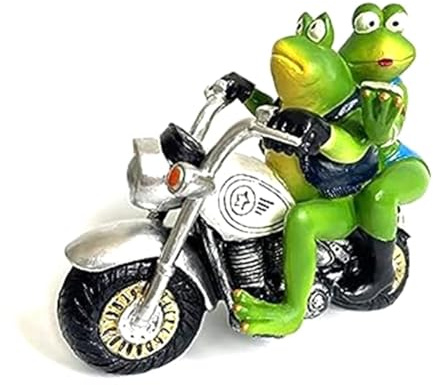 Kcvzitrds Motorrad-Harz-Paar, Grüner, der auf Motorrad Reitet, Figuren, Figur, Harz-Geschenke, Garten-Dekoration