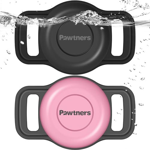 【Wasserdichter Airtag Hundehalsbandhalter】2 Pack Soft Silikon Air Tag Halter für Haustier Hunde Katzen Halsband, IPX8 Wasserdicht AirTag Dog Tracker Schutzhülle, Halsbandhalter Kompatibel mit Apple