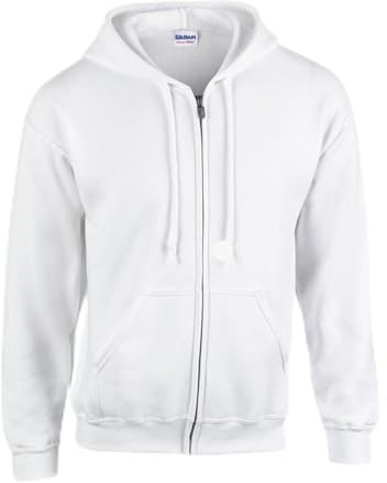 TICTEX Unisex sweatjacka med huva från Gildan | tung Blend fleecejacka för män och kvinnor | sweatjacka med huva och dragkedja | lätt sommarjacka i många färger | storlek upp till 5XL, Vit, M