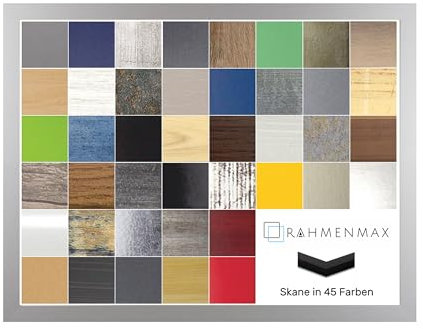 RahmenMax Skane Bilderrahmen Posterrahmen Puzzlerahmen 48x68 cm Silber Matt Mattsilber 68x48 cm mit weisser Rückwand und klarem Acrylglas
