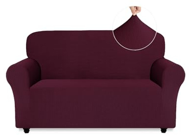 Easy-Going Sofabezüge, 2-Sitzer, rutschfest, Stretch-Jacquard-Sofabezüge für Haustier, Hund, 1 Stück, Couchbezug für Ledersofa, Wohnzimmer, waschbare Sofabezüge, Möbel, Sofaschoner, Weinrot
