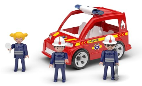 MultiGO Trio Feuerwehr - Sandkasten Spielzeug für Kinder ab 3 Jahre - Figuren mit einem Feuerwehrauto - Sandspielzeug für Outdoor Spiele - Auto für den Garten