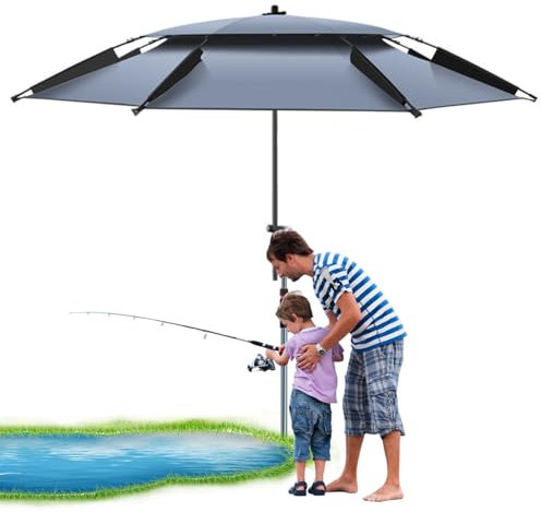 Gartenschirm Windschutz Angelschirm Strandschirm mit Fiberglasstangen Verstellbarer Regenschirm 200cm 220cm 240cm UV Schutz Fischschirm Abnehmbar(220cm)