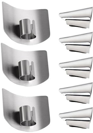 KGDUYC 8 Piezas protectores de dedos,Protectores de Dedos de Acero Inoxidable Protector de Dedos Seguro Protector de Corte de Cuchillo para Rebanar en Cocina Cortar en Cubitos