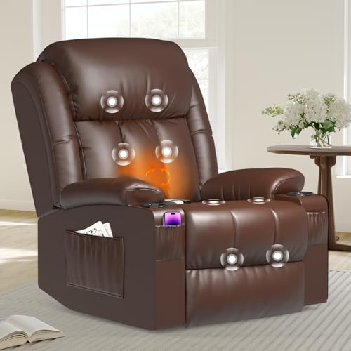 BareTay Sillón Relax Sillón Reclinable 150°, Eléctrico Levanta Personas, Sillón de Masaje con Calefacción Lumbar, Reposapiés Extensible, Doble Puerto USB+Tipo C, 2 Portavasos, 4 Bolsas de Almacenaje