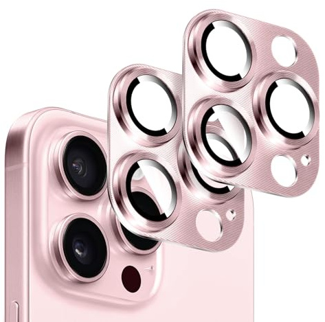 Kucheed 2PCS Camera Lens Protector for iPhone 14 Pro/iPhone 14 Pro Max, One-Piece Metal Aluminum with 3D Texture Designed Decoration, Anti-Scratch Full Protection Back Camera Cover