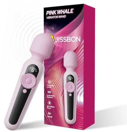 Jissbon Huge Vibrator Magic Wand Massager LCD Display Pink Whale Waterproof Clitoral Stimulator Vibrators for Women with 56 Pleasure Modes Female Wand Vibrator Adult Sex Toys