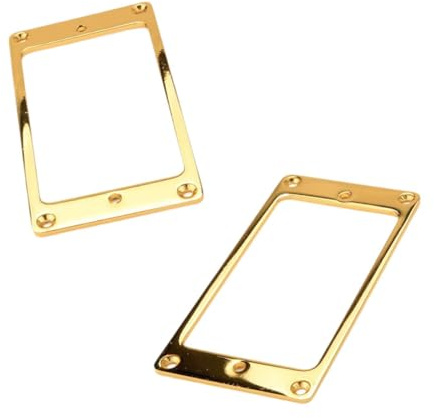 LOVIVER 2x Messing Gitarre Pickup Rahmen Neck Pickups Abdeckung Rahmen Professionelle Humbucker Pickup Ringe für Elektrische Gitarre DIY Zubehör, Gold