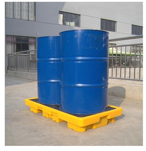Auslaufsichere Wanne, Öltank-Auffangwanne, Auffangpalette Für 2 Fässer, Polyethylen-Farbeimerwanne Mit Niedrigem Profil, Auffangplattform Mit Abfluss Für Die Lagerung In Garagen Und Industrieanlagen,