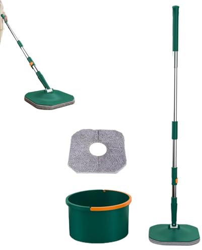 Secchio per mop girevole, mop e secchio per filatrice - Mop multifunzionale per pavimenti in legno - Mop in microfibra per uso bagnato/asciutto per parquet con centrifuga