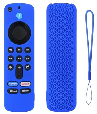KNOXS Custodia Protettiva remota in Silicone Cover Compatibile con Amazon Fire TV Stick 4K 2nd Gen,Antivibrazione&Antiscivolo&Lavabile Custodia in Leggera Silicone per Telecomando (Blu Luminoso)