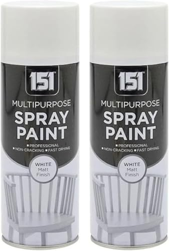 MIXEL Multi-Purpose White Matt Spray Paint, Quick Drying, DIY Projects, Ideal for Wood, Metal, Plastic, Ceramic, Long-Lasting Durability, Indoor and Outdoor Use, 400ml, (2 Pcs)