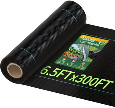 Pterying 6.5ftx300ft Weed Barrier Landscape Fabric Heavy Duty, Premium 3oz Garden Geotextile Fabric, Outdoor Weed Blocker Fabric, for Driveway Mats, Erosion Control, Ground Cover Weed Barrier