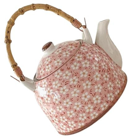 FOYTOKI Teiera Ceramica Vintage Per Tè Bollitore Decorativo Da Cucina Con Capacità Per Infusione e Calda Stile Giapponese Per Casa e Ristoranti Rosa Manico Stile Casual