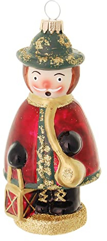 Krebs Glas Lauscha - Weihnachtsdekoration/Christbaumschmuck aus Glas - Weihnachtsbaumanhänger - Motiv: Räuchermännchen - Größe: ca. 11 cm