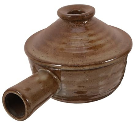 Didiseaon Cacerola de Barro para Sopa y Arroz 1 Litro con Tapa Cerámica Resistente Alta Temperatura Uso Doméstico Utensilios Cocina Saludable