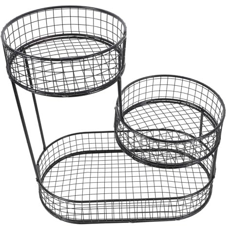 FUNNETOYU Cesta De Frutas De Hierro para Almacenamiento Cocina Organizador De Snacks y Verduras Frutero Moderno para Encimera Diseño Vintage Decorativo