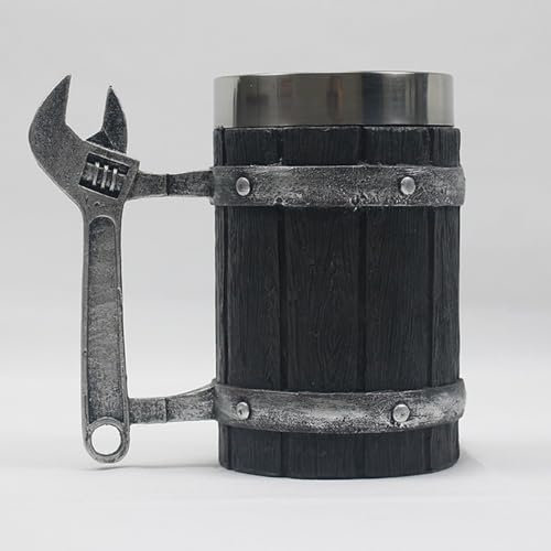 Jauhmui Mittelalter Bierkrug,600 ml Heavy Mug Ideales Bier Geschenk Vatertagsgeschenk für Vater und Nordische Mythologie Deko (2)