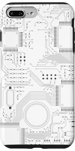 Carte mère circuit micropuce fond blanc informatique Coque pour iPhone 7 Plus/8 Plus