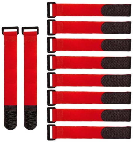 20 Stück 20 X 2 cm Rot Nylon Kabelbänder, Klett-Kabelbinder | Wiederverwendbare Kabelbinder, Verstellbare Klettband Kabelbänder, Vielseitiger Kabel Organizer
