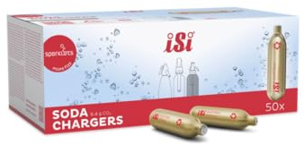 iSi - CO2 Kapseln 8.4 gr (50er Pack) - Sodakapseln passend für Sodamaker Classic, Twist'n Sparkle & Soda Siphon - CO2 Kartuschen für leckere Soda-Mixgetränke & Cocktails - Made in Austria, Gold