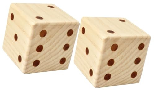 SUPVOX Grandi Dadi Di Legno Naturali Da Gioco 7cm, Decorazione Portatile Per Feste e Giochi All’aperto, Set 2 Pezzi Per Bambini e Famiglie