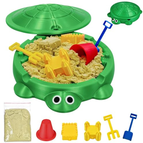 Mini Turtle Sandbox Garden Toys, Sand Pit with Lid for Children Outdoor Playset, Zen Garden Turtle Sandbox with Lid, Mini Turtles Tools Home Office Decor