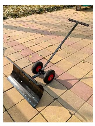 Pala quitanieve con Ruedas de Alta Resistencia, empujador de Nieve Manual de 29/39 de Ancho con Mango Ajustable for Quitar la Nieve en la Entrada sin Esfuerzo(39.4x17in/100x43cm)