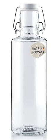 soulbottles Glas-Trinkflasche 600 ml Pure • mit Bügelverschluss • minimalistisches Design ohne Aufdruck • plastikfrei & auslaufsicher • Geeignet für Kohlensäure & Spülmaschine • Made in Germany